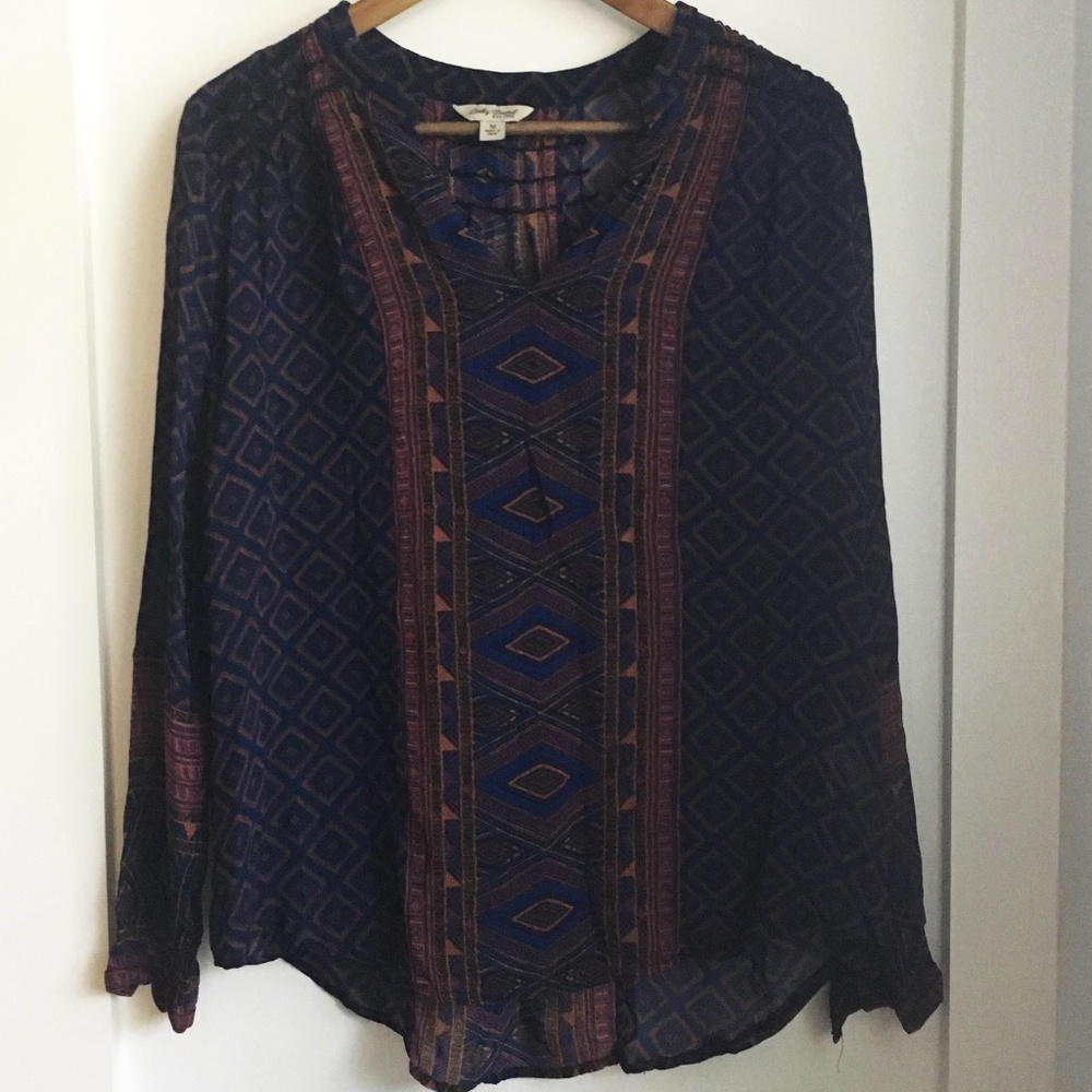 Lucky Brand Sheer Boho Blouse, Medium
